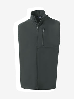 3D view of the sleeveless softshell fleece outdoor vests with 6 pockets in grey