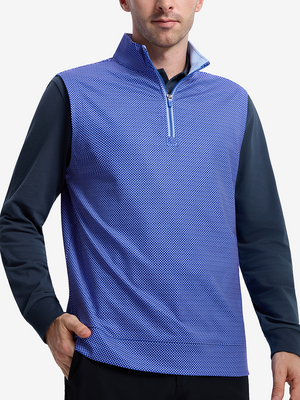 Full Print Quarter Zip Sleeveless Vest Pullover