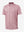 3D view of pink beach palm stretch printed collarless henley golf shirts.