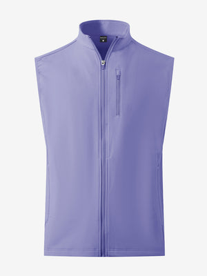 Water-resistant fleece golf vests in lavender, front 3D view highlighting clean structure and fabric