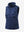 Women's lightweight slim-fit puffer vest in navy, front 3D view with clean quilt lines
