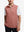 Upper body front view of model wearing brick melange  lightweight sleeveless quarter zip golf vest