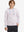 Model front upper body with one hand in pocket, stylish youth full print hoodies pullover in white polka dots.