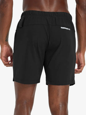 Back lower-body view from waist to upper calves in BLACK 2 in 1 Running Sports Shorts with Liner