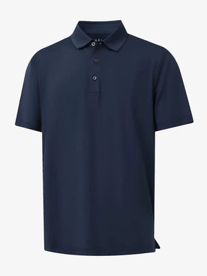 3D view of Everyday Solid Jersey Polo in NAVY, highlighting sleek design and tailored fit.