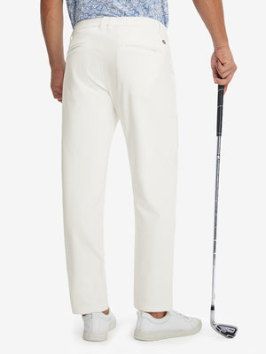 Golf Lightweight Fleece Lined Dress Pants in beige, front lower body fit view