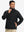 Model wearing winter thermal outdoor water resistant fleece jacket, hand in side pocket, relaxed fit in black