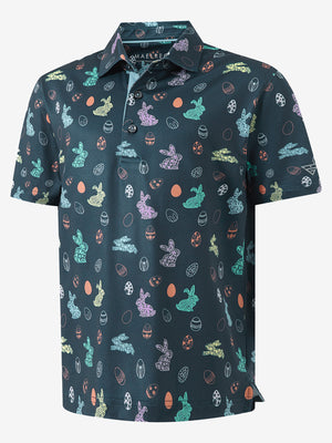3D view of easter bunny eggs  Performance Print Boys Golf Polo.