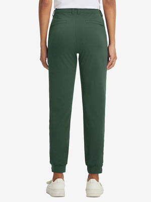 Back view of Women's Ultra-stretch Quick Dry Sweatpants with Ankle Zips in forest green