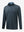 Front 3D view of jacquard quarter zip pullover in black/blue, showing its textured fabric design.