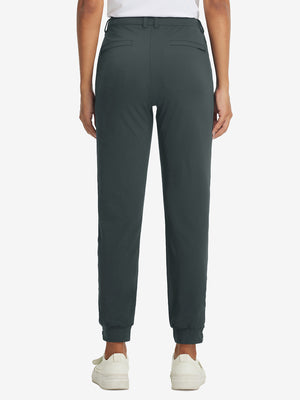 Back view of Women's Ultra-stretch Quick Dry Sweatpants with Ankle Zips in dark grey