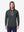 Model front upper body wearing view, heather midlayer golf hoodies in black heather