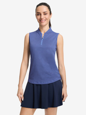 Women‘s Q-Zip Pin Striped Golf Shirts
