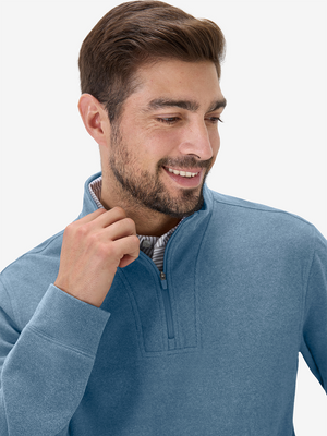 Heather Brushed Rib Knit Quarter Zip with 2 Pockets