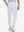 Back lower body shot of model wearing white flat front golf joggers pants with belt loops