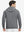 Back upper view of model in warm fleece golf hoodies pullover grey.