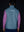 Model back half-body shot showcasing sleeveless softshell fleece outdoor vests with 6 pockets in misty blue