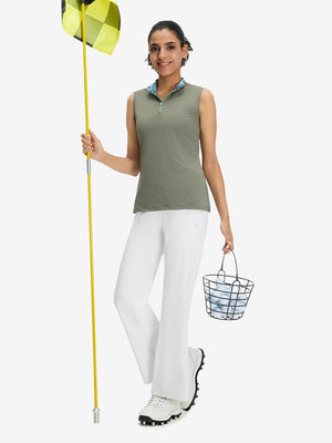 Pantalones de golf elásticos de cintura alta para mujer con bolsillos