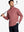 Half-body front view of model holding golf club in Pinstripe Quarter Zip Pullover – BRICK MELANGE