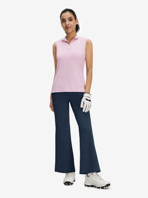 Pantalones de golf elásticos de cintura alta para mujer con bolsillos