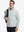 Model carrying a bag in jacquard quarter zip pullover in light grey, blending comfort and style.