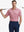 MAELREG Men's Performance Jersey Print Polo in Pink Donut – front half-body with golf pose