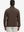 Back upper body view of the coffee brown lightweight golf pullover, model turns head slightly with ease.