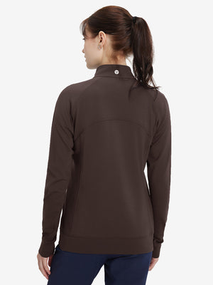 Women's Water-Resistant Stretch Fleece Lined Jacket in coffee brown, back upper body view