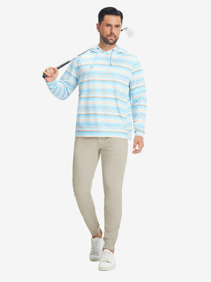 Lightweight Ankle-Zip Sweatpants with 4 Pockets in khaki light, full body front view with golf club