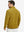 Back upper view of model in midweight warm stretchy quarter zip pullover, highlighting shoulder fit in yellow.