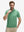 Front waist-up shot of model wearing light green ultra-light quick dry moisture wicking collared polo shirt