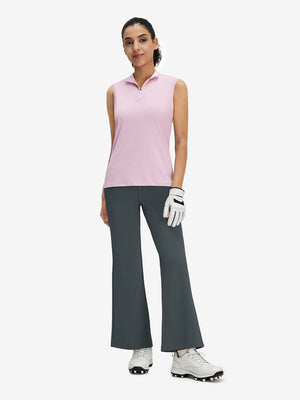 Pantalones de golf elásticos de cintura alta para mujer con bolsillos