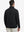 Back upper body view of the black lightweight golf pullover, model turns head slightly with ease.