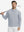 Full body model holding golf club in Premium jacquard quarter zip pullover, light grey style