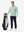 Full body model holding golf gear outdoors, heather midlayer golf hoodies in light green heather