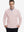 Front upper body view of model wearing lightweight golf quarter zip pullover in light pink, relaxed fit.