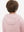 Back upper view of youth long sleeve hoodied with kangaroo pocket in light pink, showing fit and shoulders.