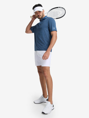 Non-Curl Ribbed Collar Striped Polo Shirts