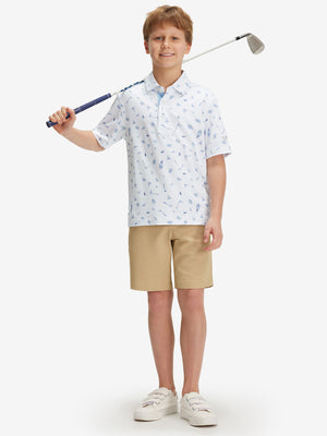 Youth Print Stretch Lightweight Polo Shirts