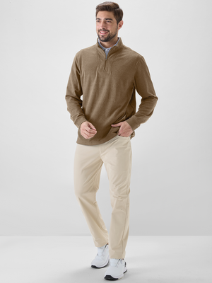 Heather Brushed Rib Knit Quarter Zip with 2 Pockets