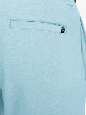 SKY BLUE 9 Inch Heather Performance Golf Shorts close-up of back right pocket detail