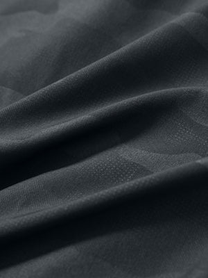 Close-up fabric texture detail of dark grey water-resistant short sleeve q-zip hoodie for boys