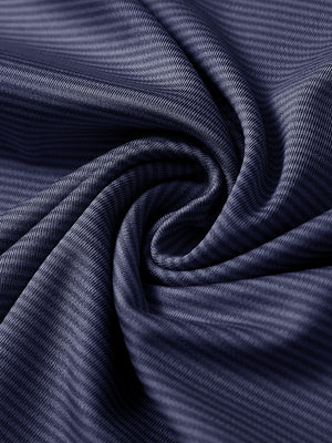 Close-up of navy melange pinstripe quarter zip pullover fabric showing fine lines and soft knit texture.