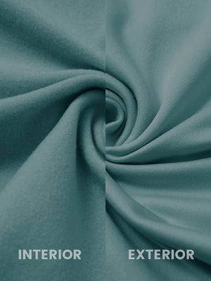 Casual solid fleece hoodies pullover in ocean green, detailed close-up of soft fleece fabric with smooth and cozy texture