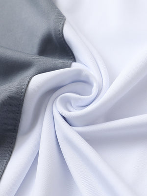 Texture close-up of Moisture wicking color block polo shirts with soft feel and white detail