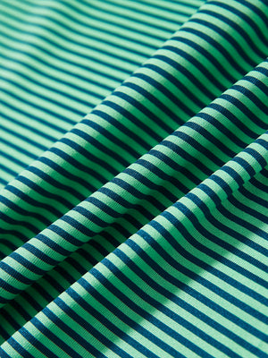 Fabric detail of Classic stripe polo shirts with crisp lines and smooth green stripe finish