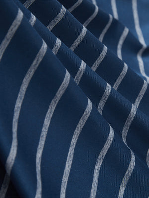 Non-Curl Ribbed Collar Striped Polo Shirts