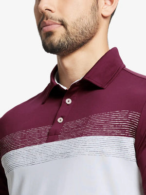 Front view from nose to chest in GLACIER GREY Premium Performance Polo