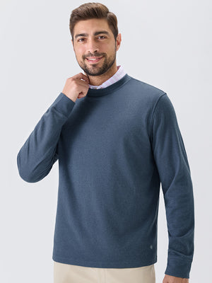 Heather Brushed Rib Knit Crewneck Sweatshirt