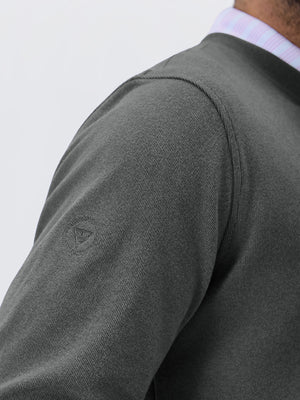 Heather Brushed Rib Knit Crewneck Sweatshirt